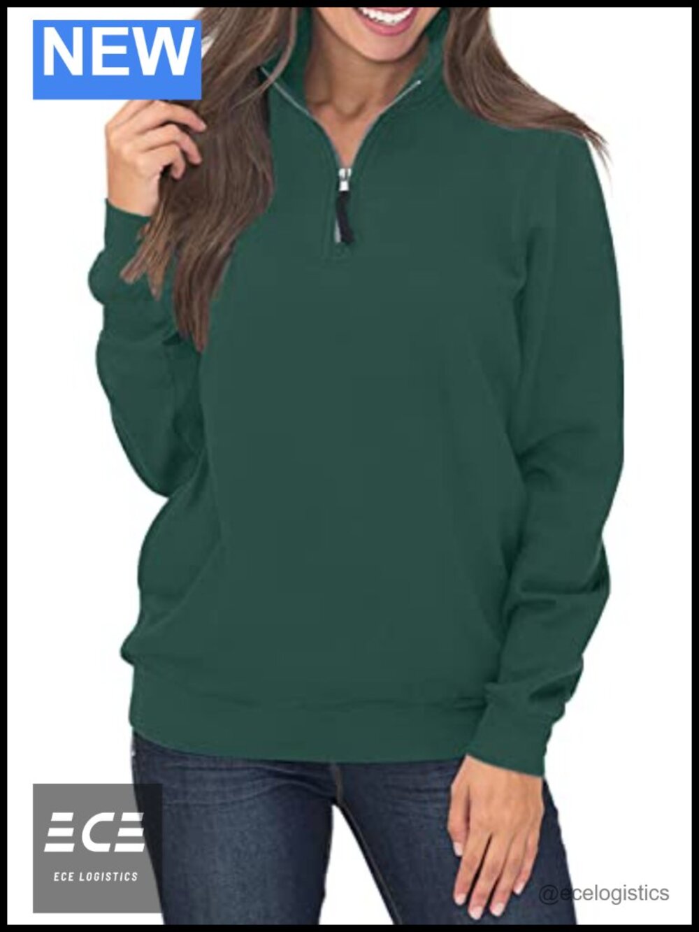 Womens Cozy High Neck 1/4 Zip Pullover Sweatshirt with Pockets